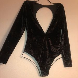 Victoria Secret Black Velvet Long Sleeve Teddy